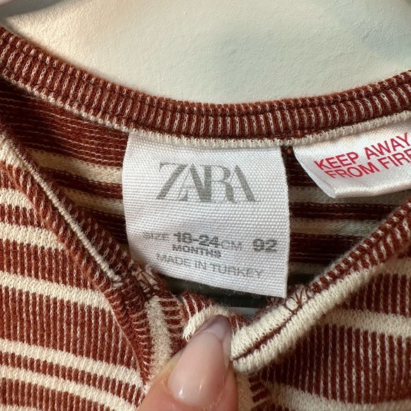 Zara Girls Rust Striped Dress (Size 18-24 Months) - Picture 3 of 3